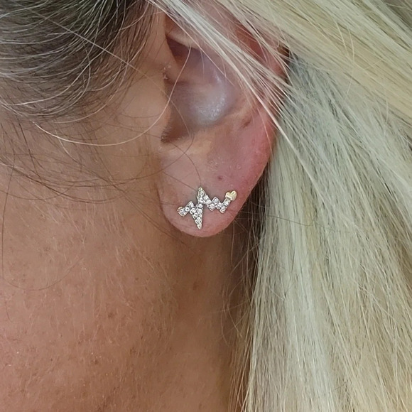 Vital Sign Pulse Micro CZ Stud Earrings - Picture 1 of 8